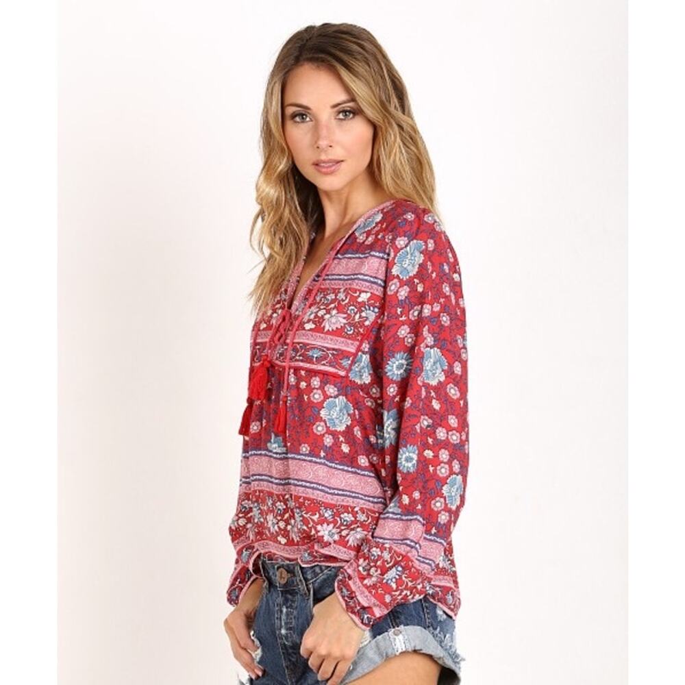 Spell Folk town blouse wine red paisley boho - Picture 2 of 6